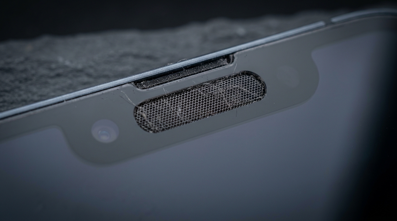 An extreme close-up of the top bezel clearly targets the problem area.